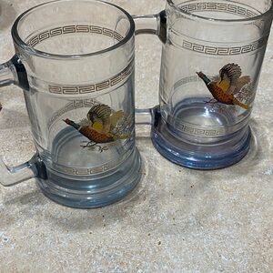 2 Vintage Princess House Pheasant/Hunting/Greek Key Accent Colonial Beer Mugs